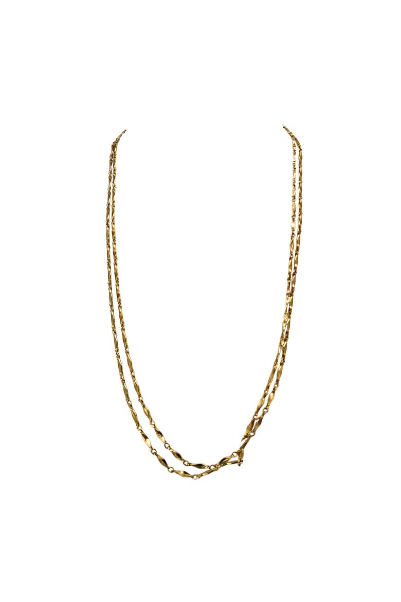 Vintage 1970s Gold Tone Long Station Chain Necklace, Alternate, color, gold