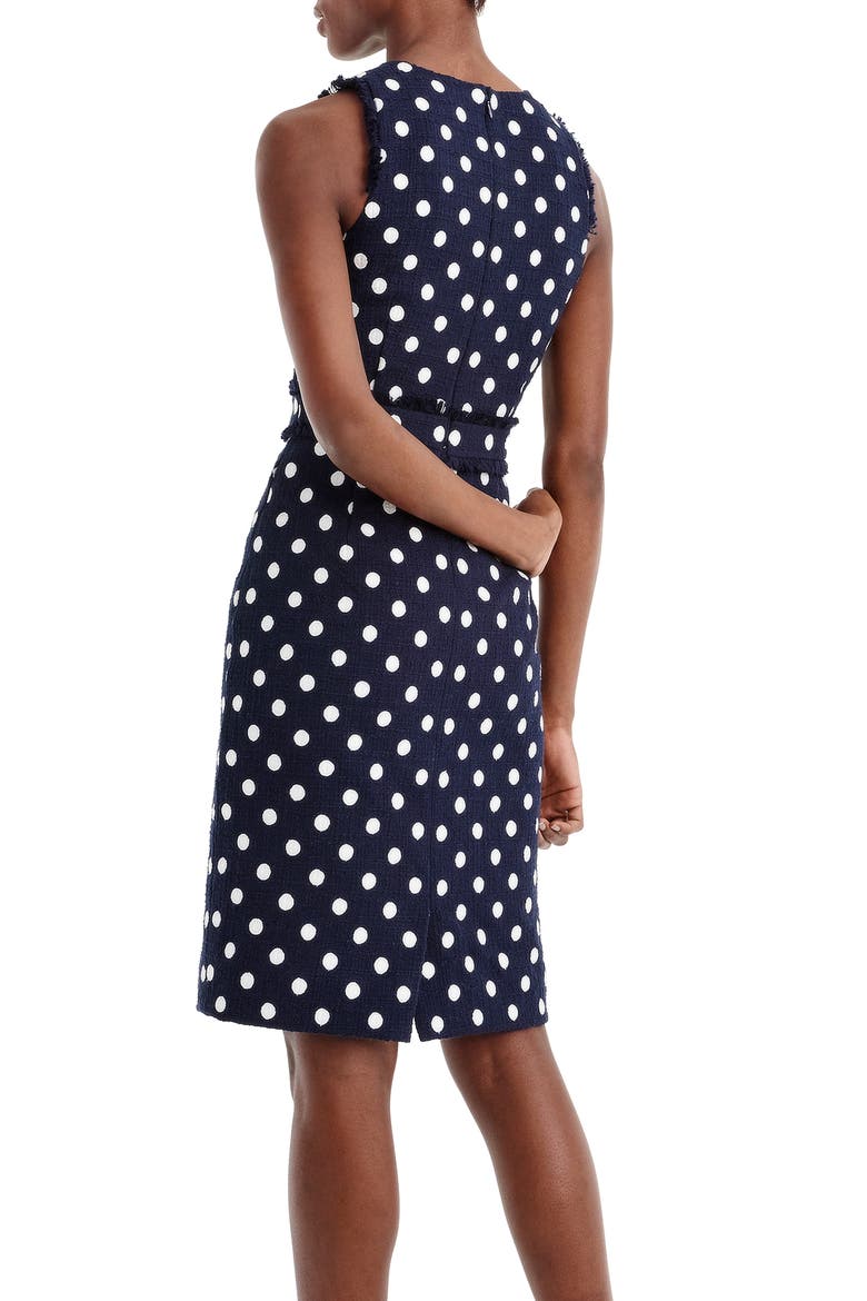 Spot Tweed Sheath Dress, Alternate, color, NAVY IVORY