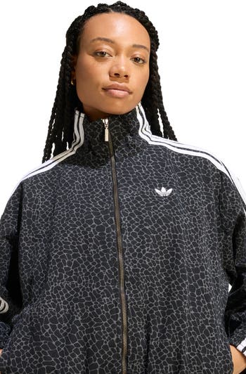 adidas Originals Firebird Animal Print Denim Track Jacket | Nordstrom