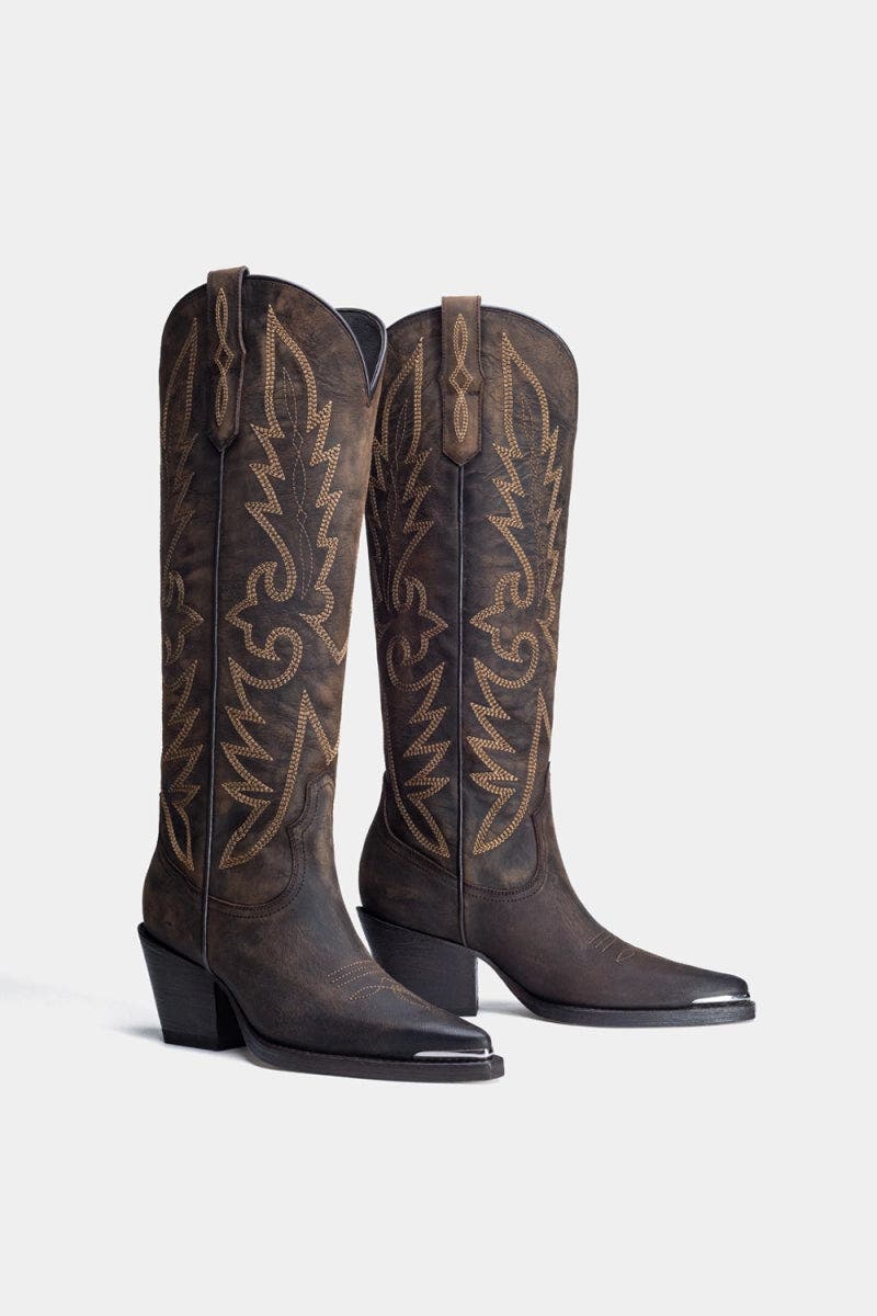 Women's Western Fashion Leather Boots Gilia, Alternate, color, Brown