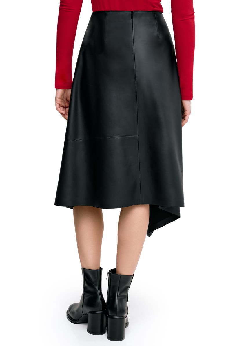 Marcella Coralie Asymmetric Hem Faux Leather Skirt, Alternate, color, Black