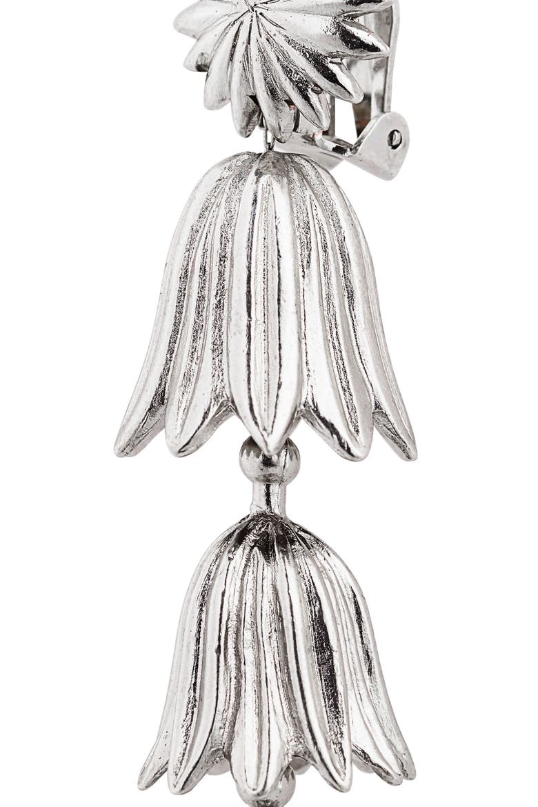 Tiered Flower Clip Earrings, Alternate, color, SILVER