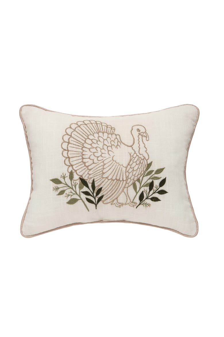 Botanical Turkey Pillow, Main, color, Off-White