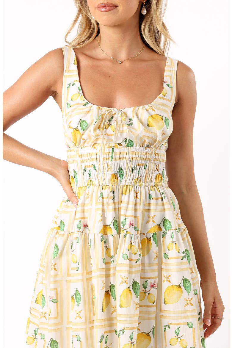 Cintrico Lemon Print Cotton Minidress, Alternate, color, LEMON