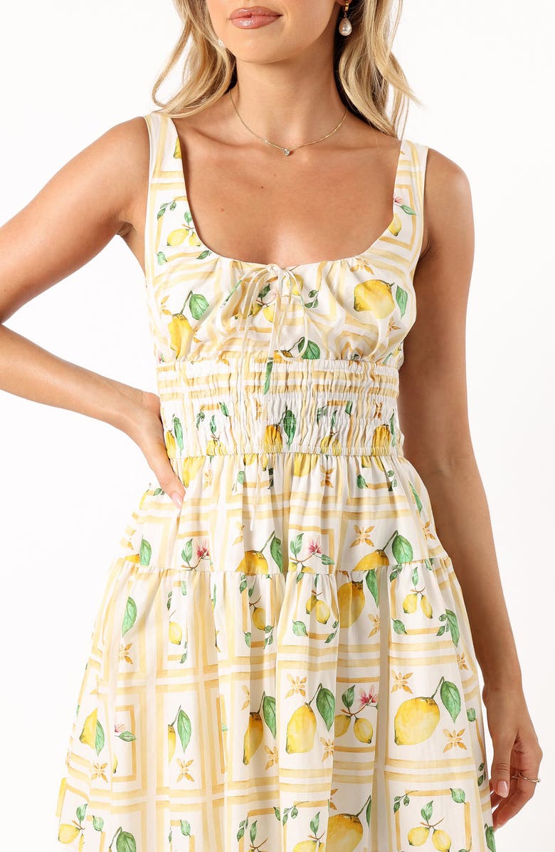 Petal & Pup Cintrico Lemon Print Cotton Minidress, Alternate, color, Lemon