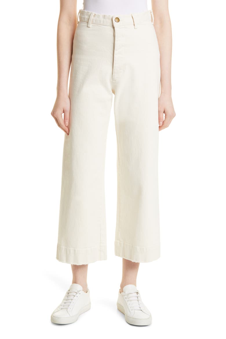 The Seafair Crop Raw Hem Wide Leg Jeans, Main, color, STONE