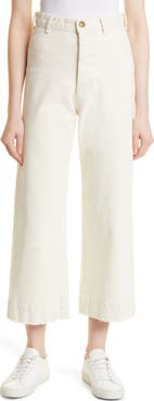 THE GREAT. The Seafair Crop Raw Hem Wide Leg Jeans