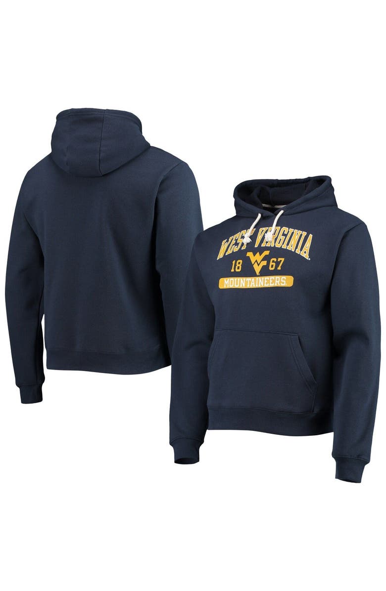 LEAGUE COLLEGIATE WEAR Men's League Collegiate Wear Navy West Virginia Mountaineers Volume Up Essential Fleece Pullover Hoodie, Main, color, 