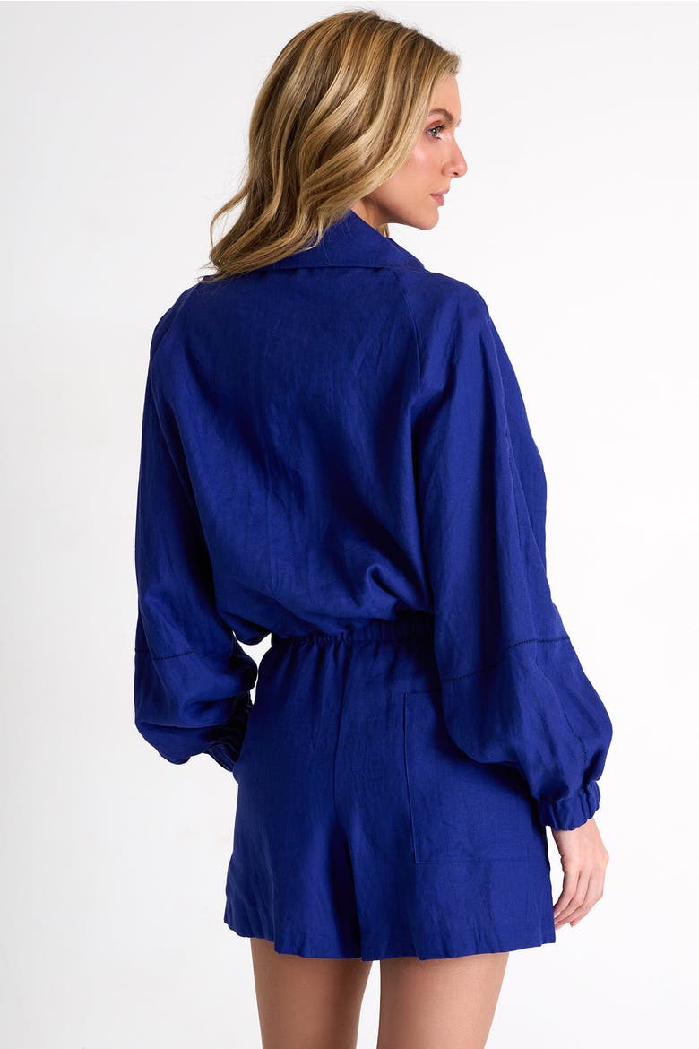 Linen Puffer Jacket, Alternate, color, Blue
