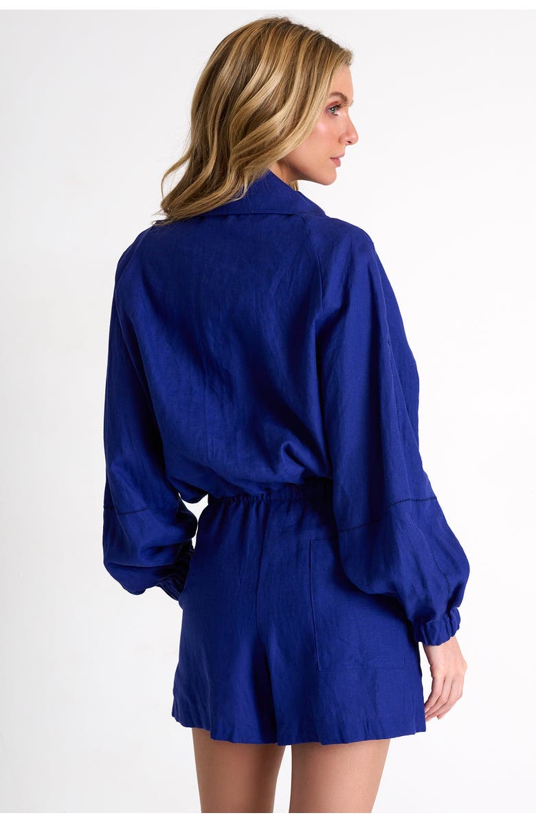 SHAN Linen Puffer Jacket, Alternate, color, Blue