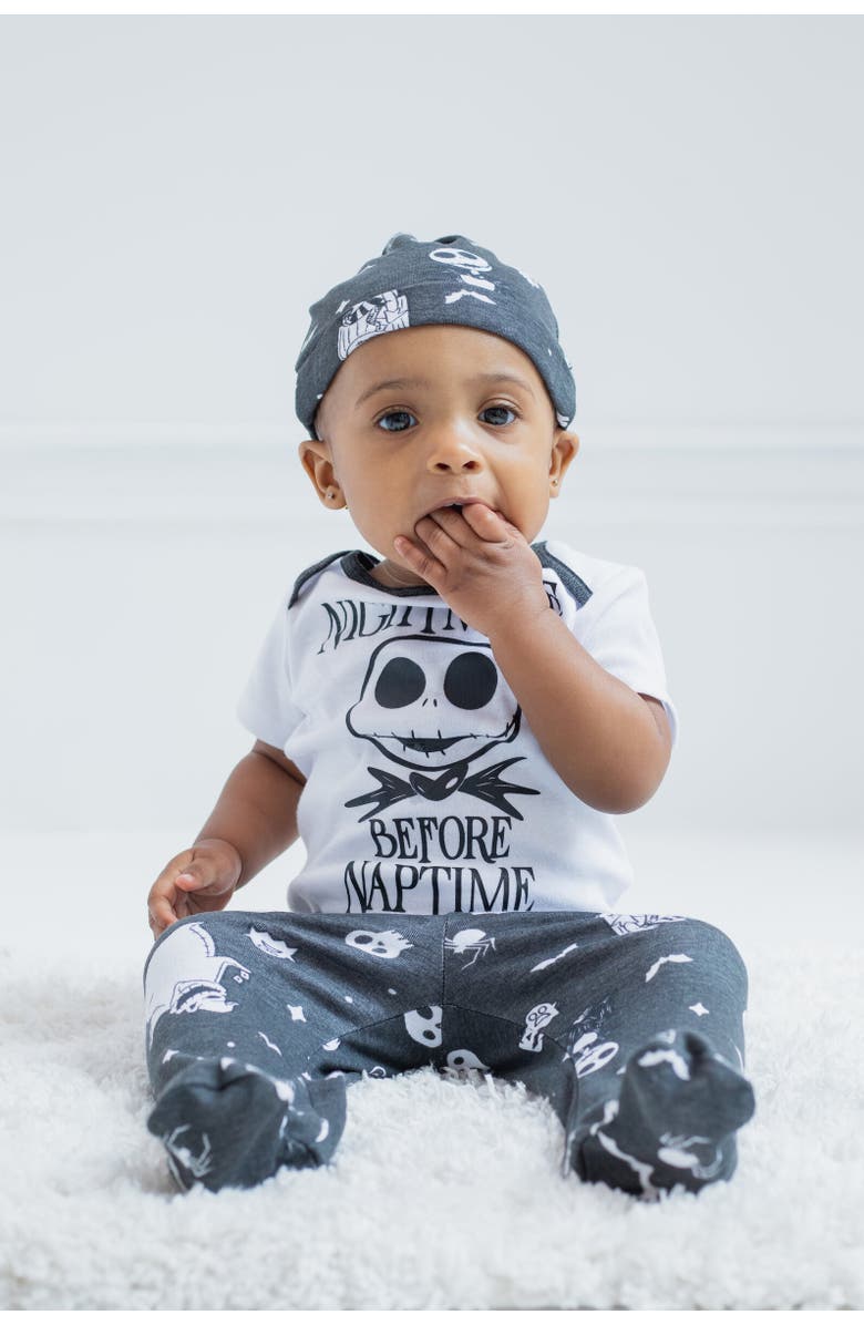 Disney Nightmare Before Christmas Oogie Boogie Bodysuit Pants & Hat Set, Alternate, color, White/Charcoal