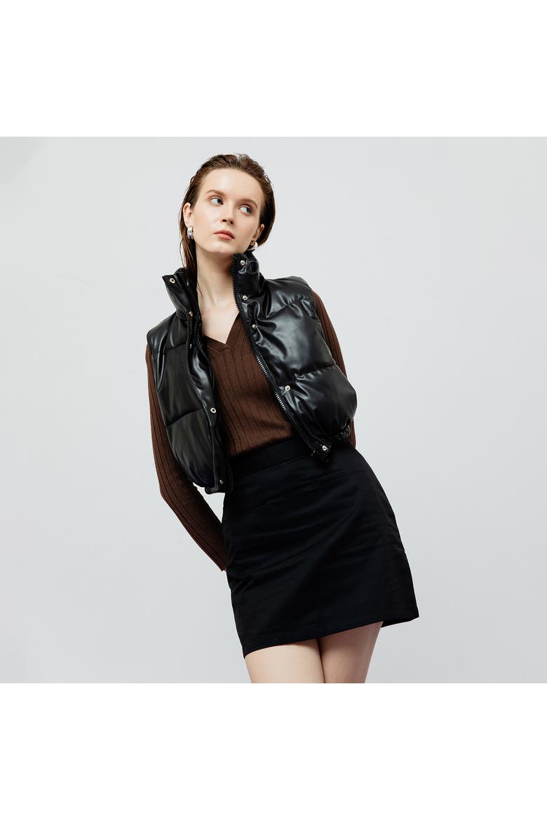 Riley Quilted Leather Vest, Alternate, color, Black