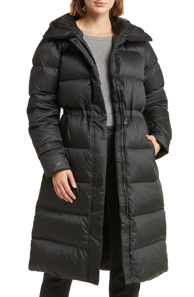 Helly Hansen Essence Hooded 600 Fill Power Down Longline Puffer Coat, Main, color,