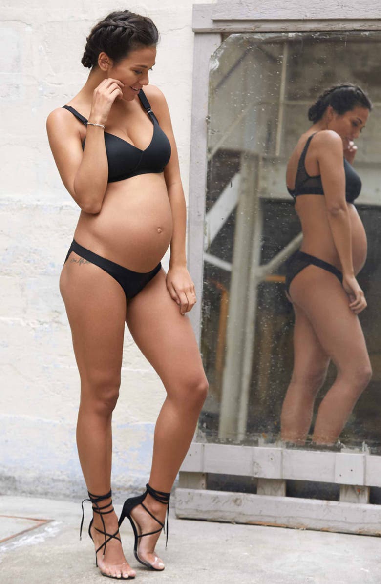 Cache Coeur Serena Lace Maternity Bikini, Alternate, color, Black
