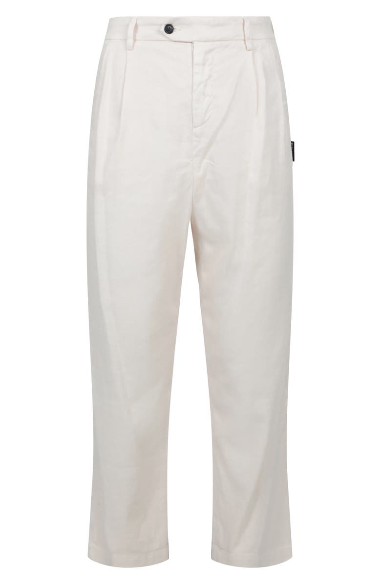 Palm Angels Linen & Cotton Blend Chinos, Main, color, White Black