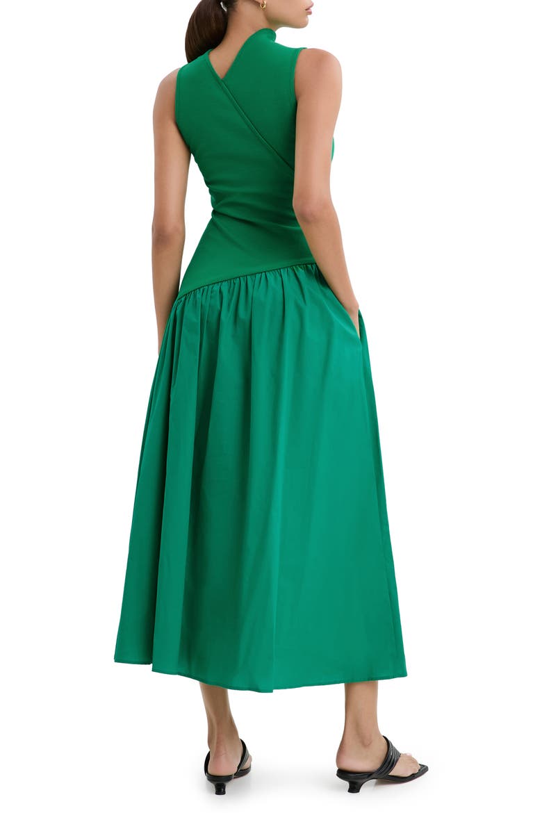 Hutton Sleeveless Mixed Media Maxi Dress, Alternate, color, GRASS GREEN