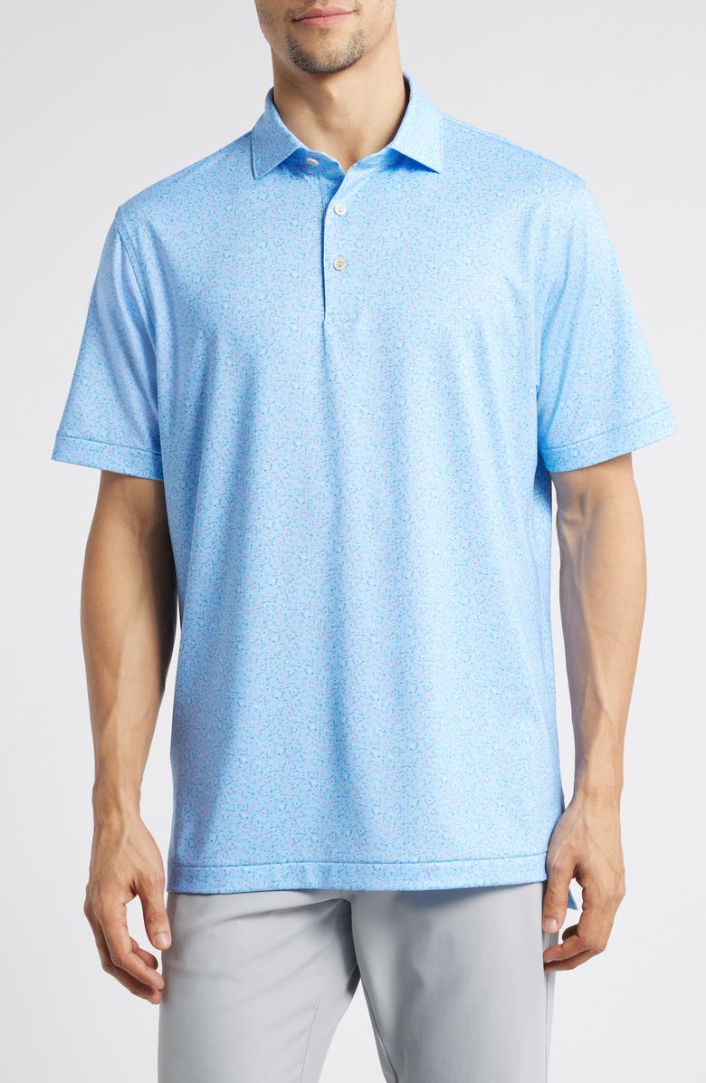 Peter Millar Macaw Stripe Performance Jersey Polo, Main, color, Cottage Blue