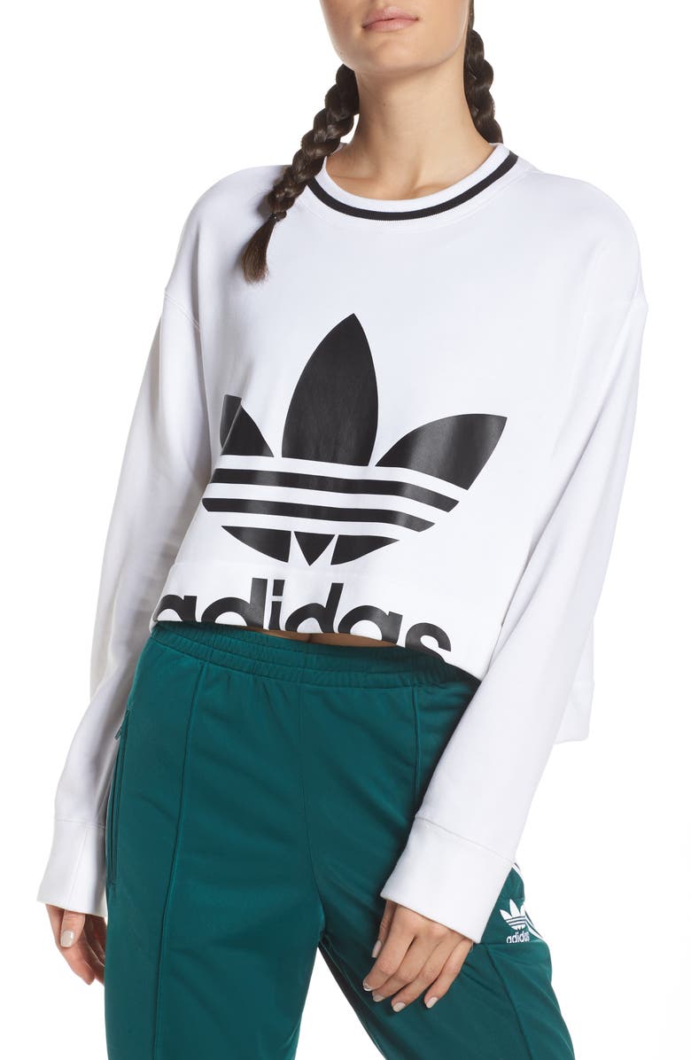 adidas Originals Crop Logo Graphic Sweater, Main, color,