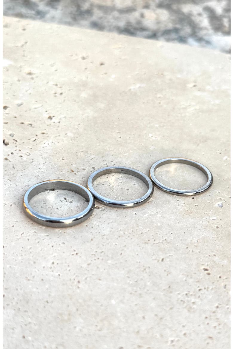 Set of 3 Stackable Band Rings, Alternate, color, SILVER