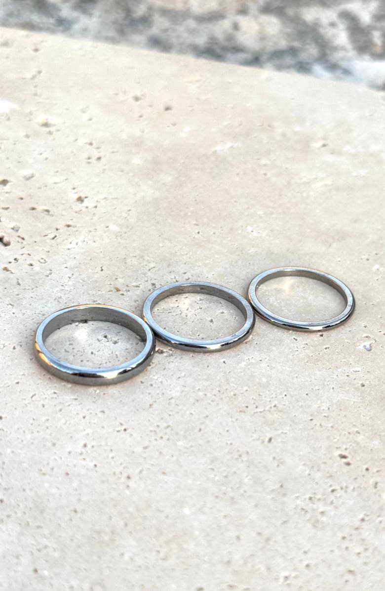 Adornia Set of 3 Stackable Band Rings, Alternate, color, Silver