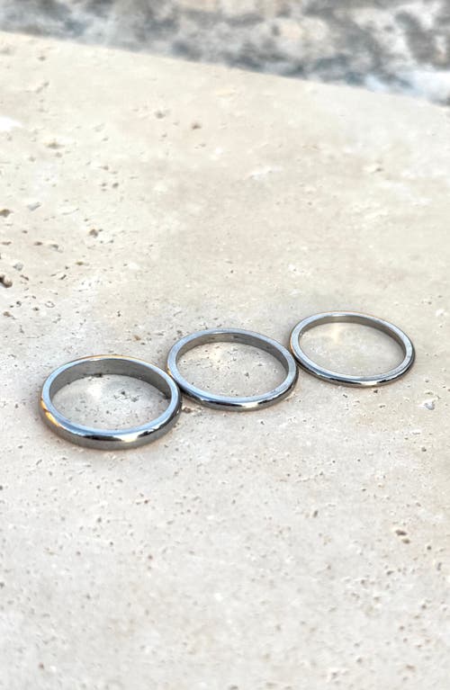 Adornia Set Of 3 Stackable Band Rings In Silver