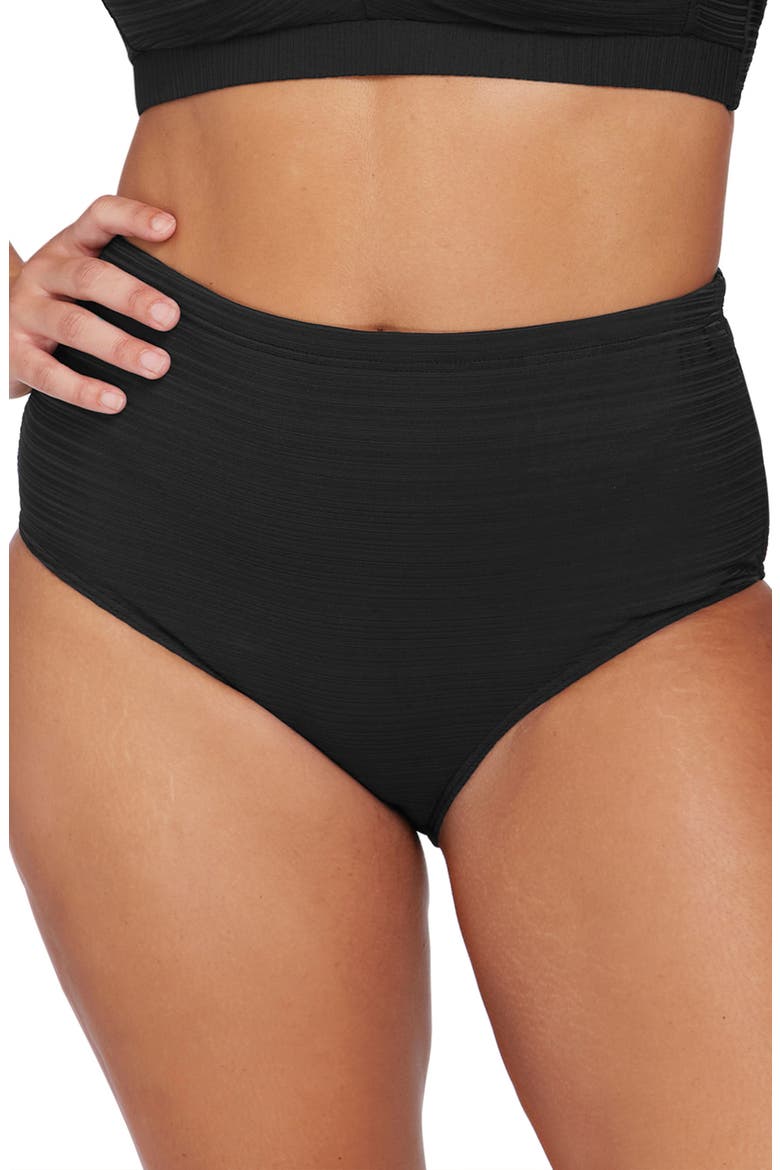 Aria Renoir High Waist Bikini Bottoms, Main, color, BLACK