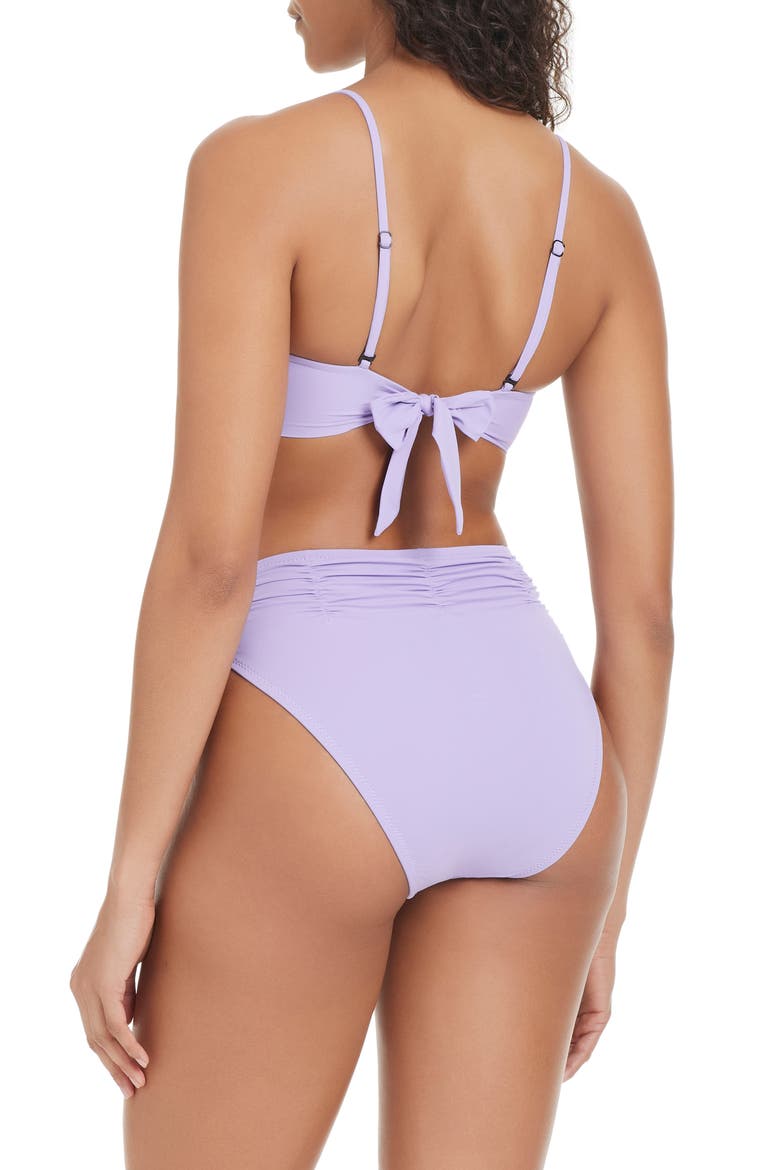 Shirred High Waist Bikini Bottoms, Alternate, color, LAVENDER POWDER