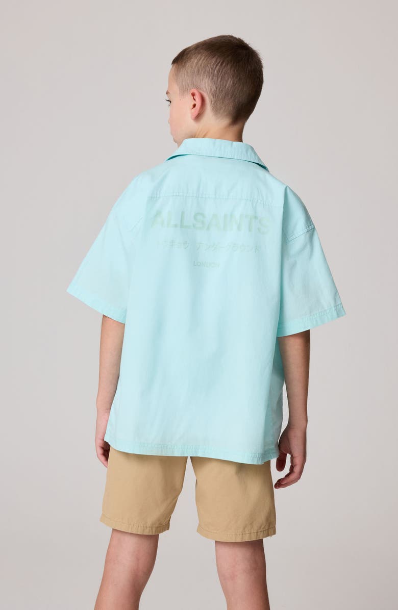 smALLSAINTS by ALLSAINTS Kids' Oversize Underground Logo Camp Shirt & T-Shirt Set, Alternate, color, Blue