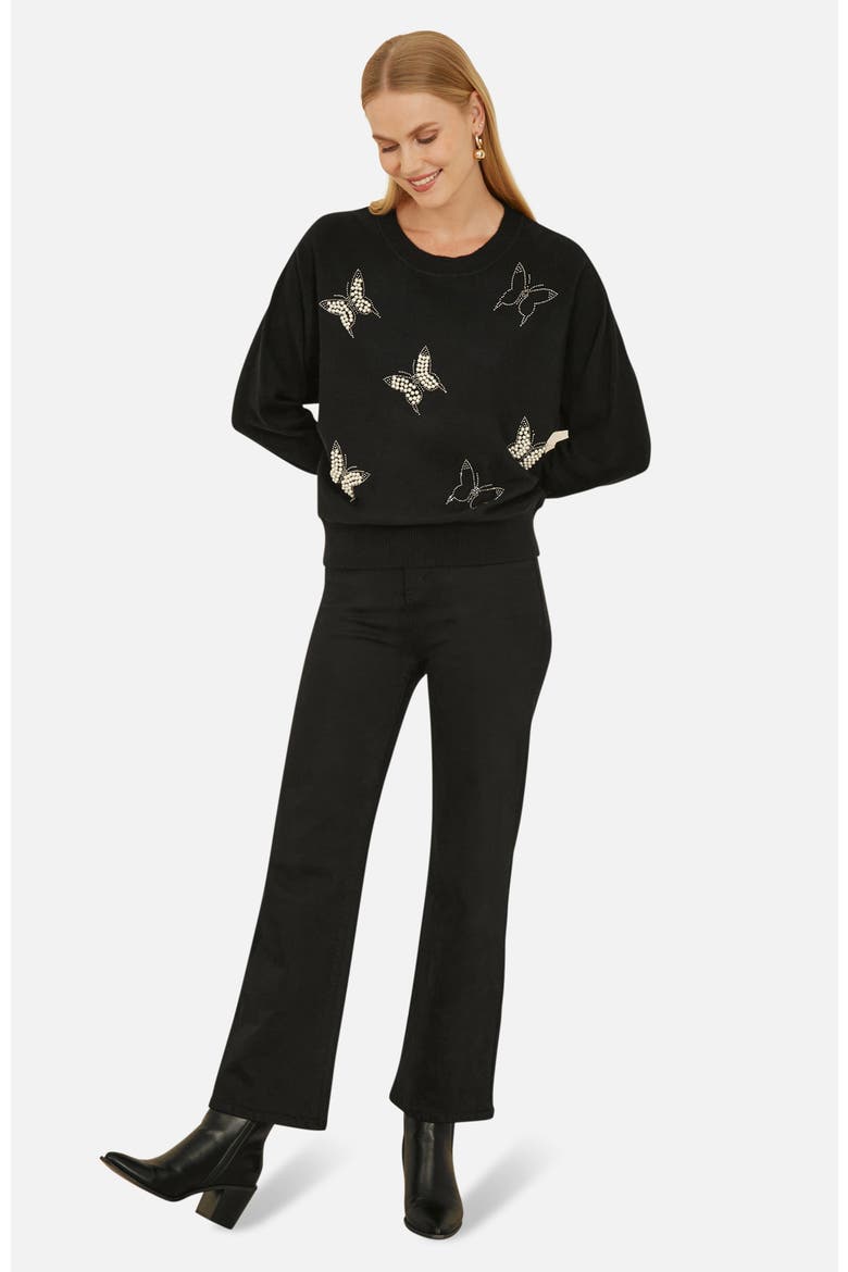 Sequin Butterfly Jumper, Alternate, color, Black
