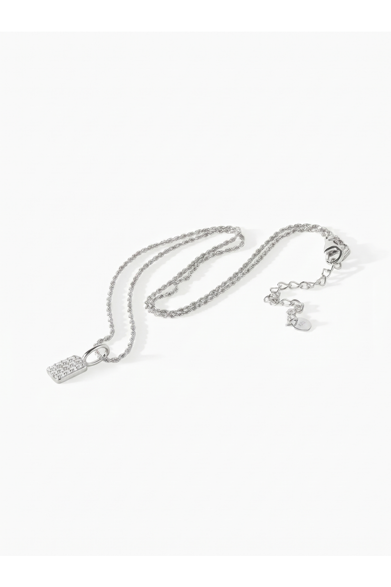 The Tracy Tiny Tag Necklace, Main, color, Sterling Silver/White CZ