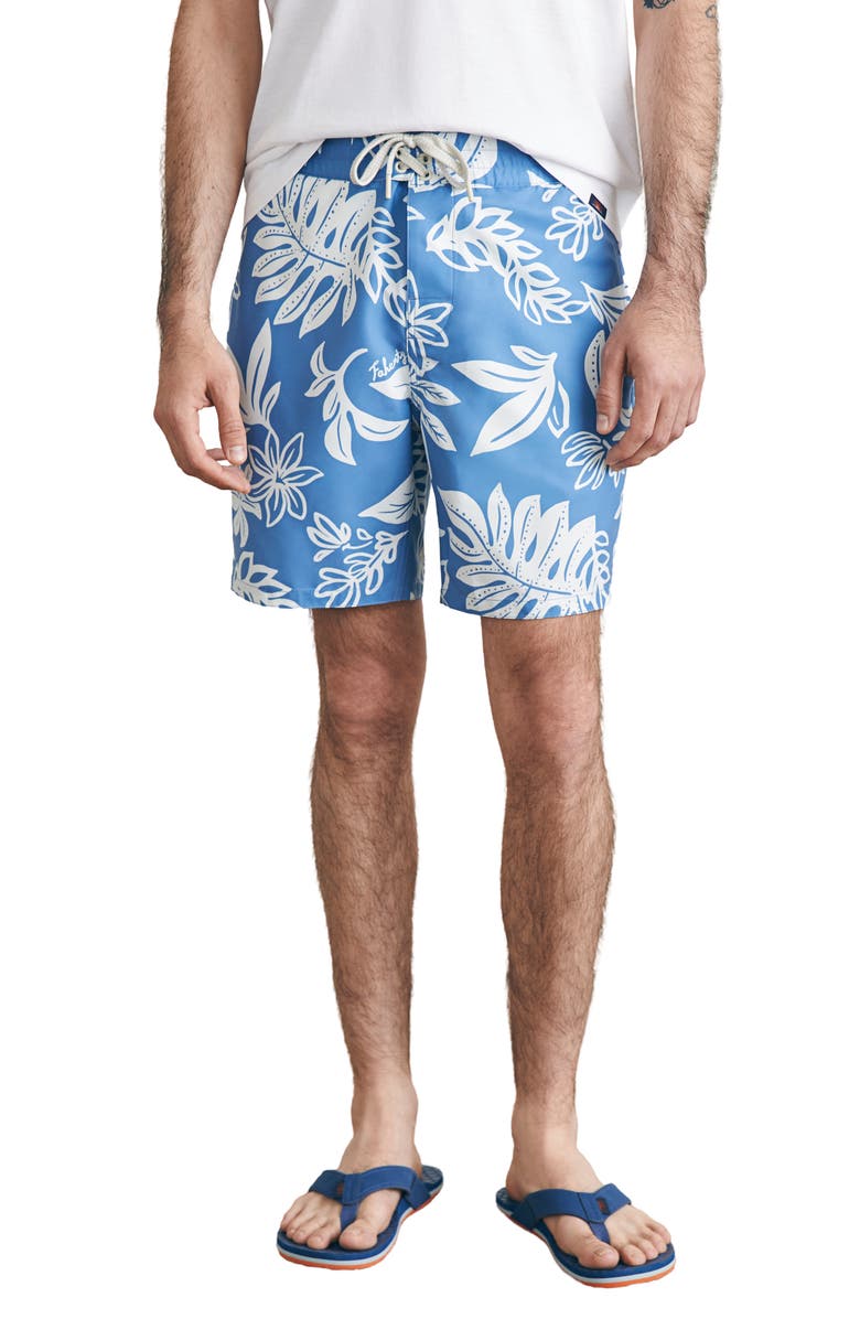 Faherty Surf Rider Sunwashed Board Shorts, Main, color, Sky Floral