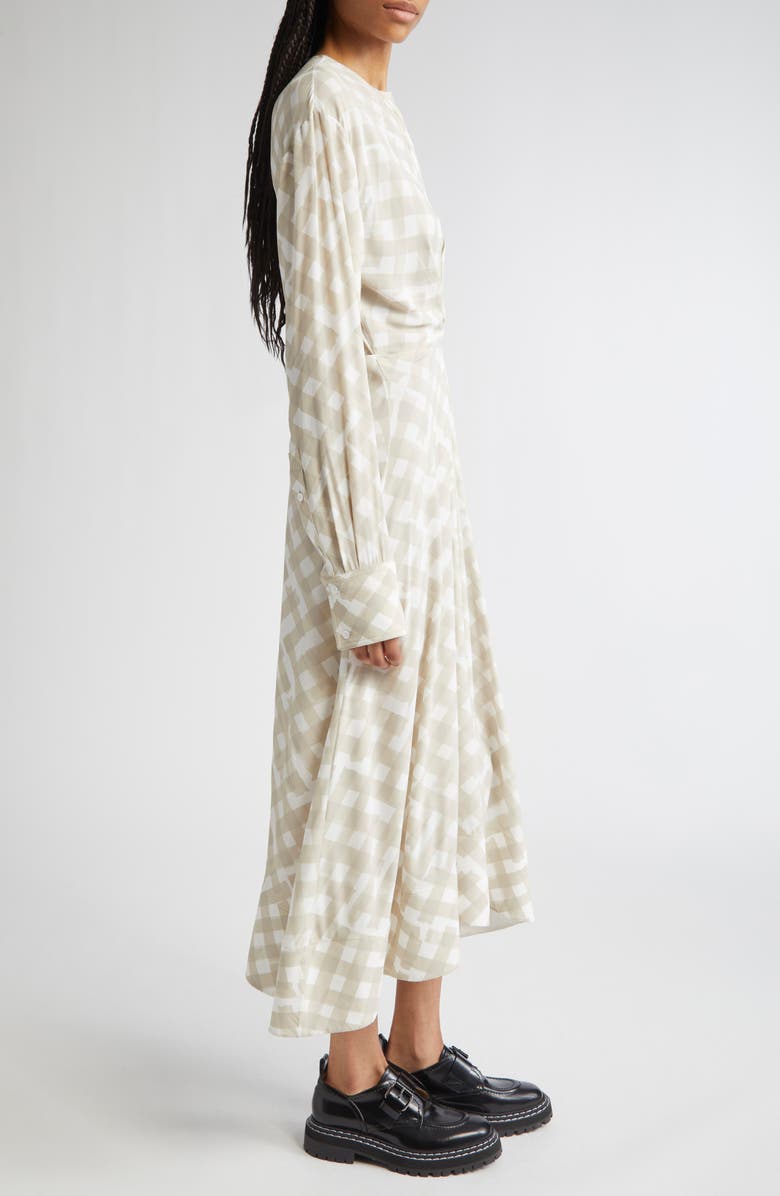 Proenza Schouler Keria Long Sleeve Crepe Midi Dress, Alternate, color, Oyster Multi