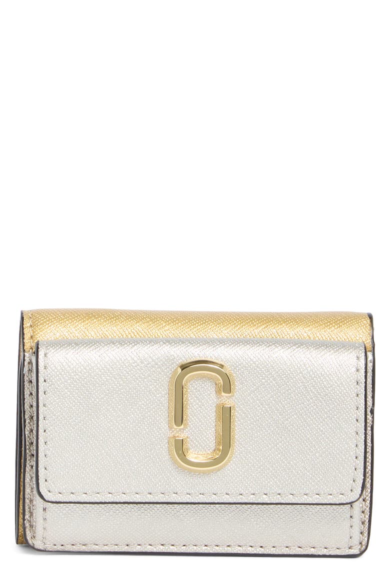 The Mini Leather Trifold Wallet, Main, color, PLATINUM MULTI
