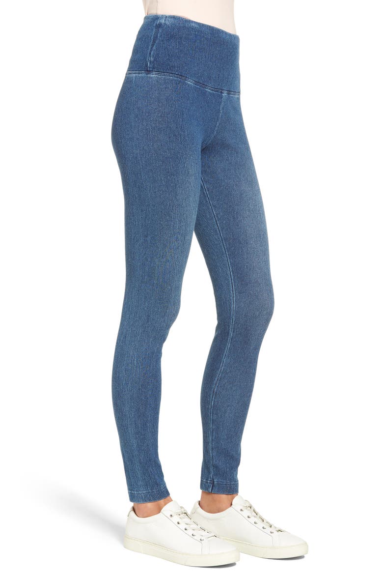 'Lyssentials High Waist Denim Leggings, Alternate, color, MID WASH