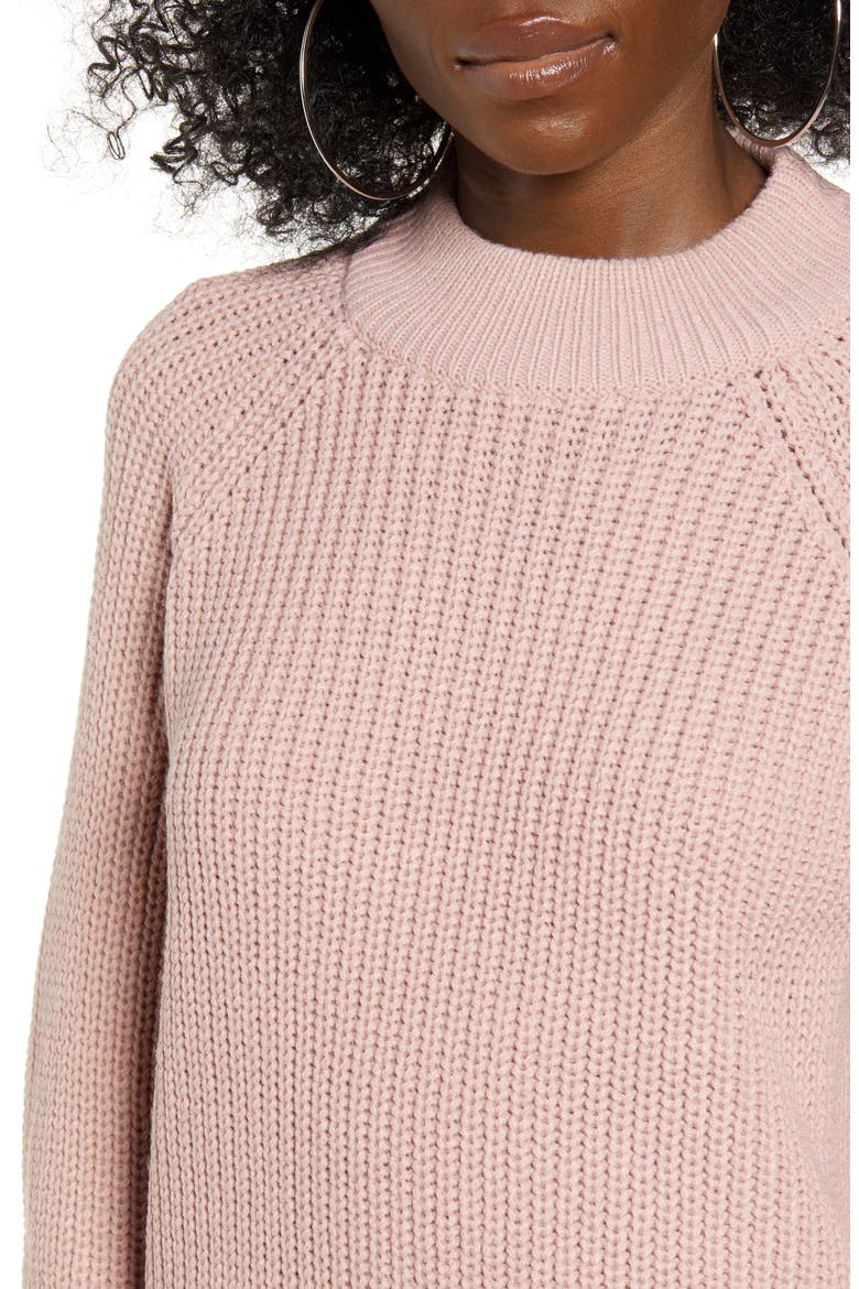 Mock Neck Shaker Sweater, Alternate, color, PALE MAUVE