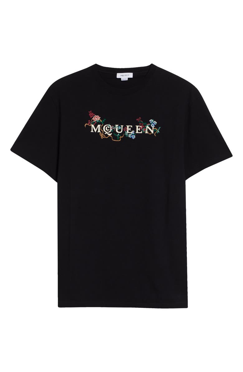 McQueen Embroidered Logo T-Shirt, Main, color, Black / Multicolour