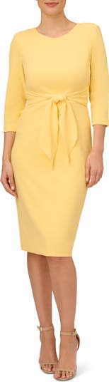 Adrianna Papell Crepe Tie Waist Sheath Dress