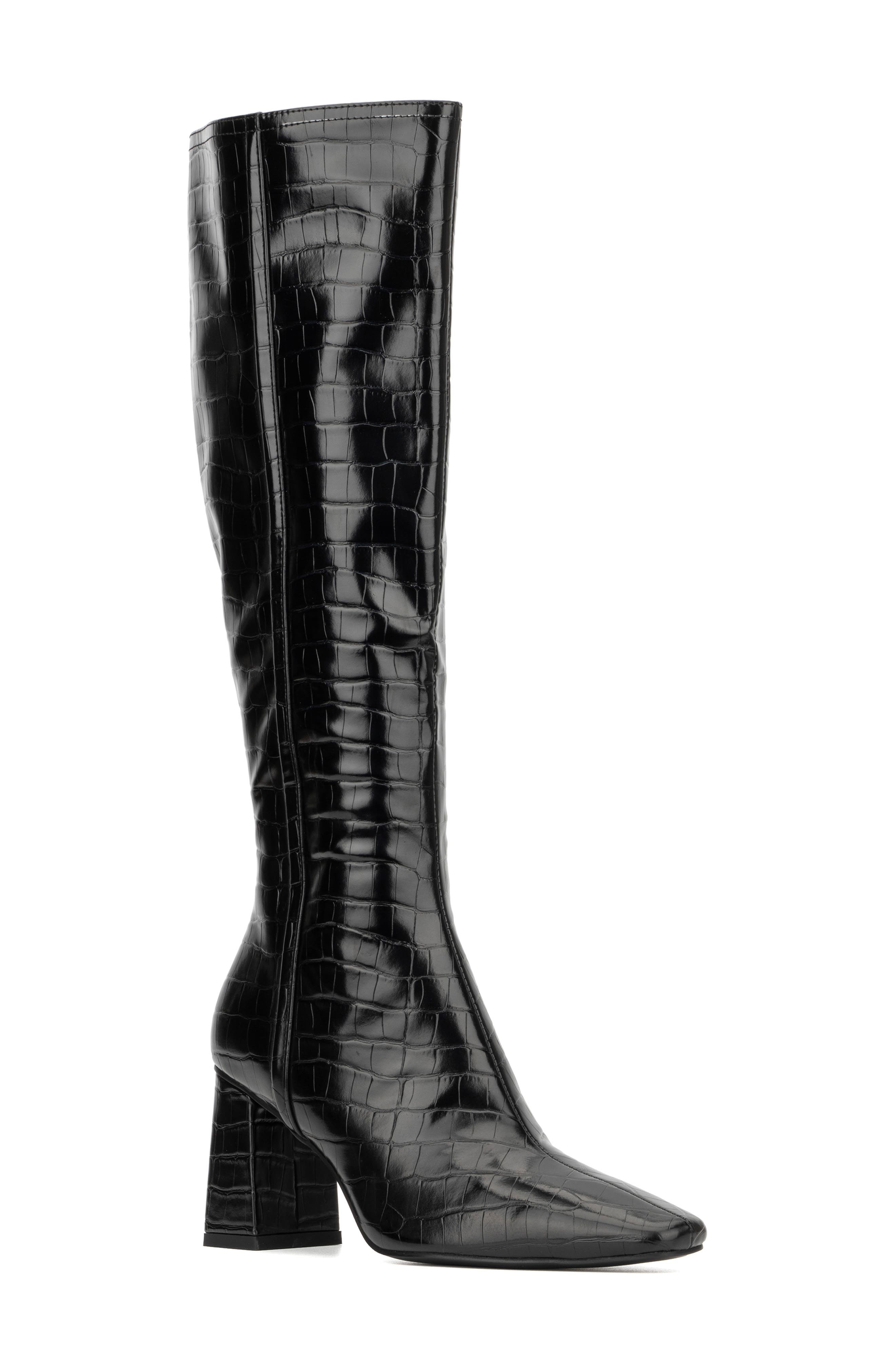 TORGEIS Angelica Croc Embossed Tall Boot