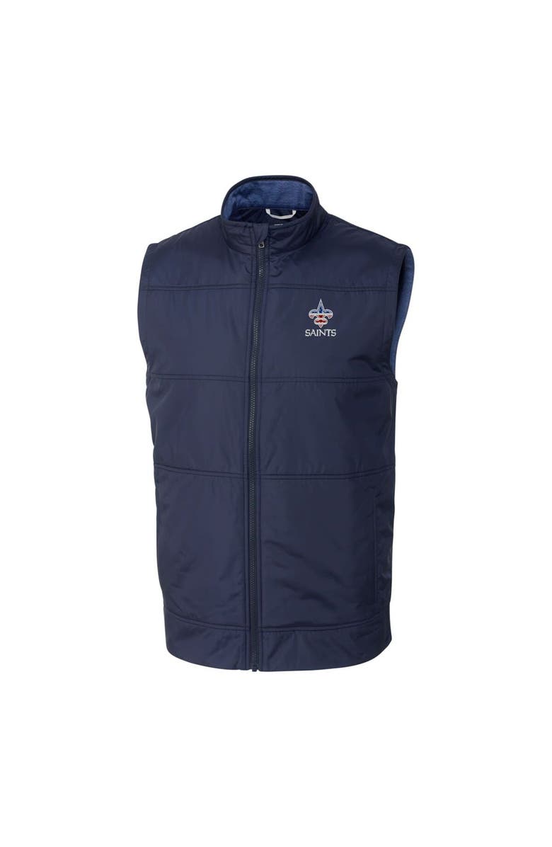 Cutter & Buck Men's Cutter & Buck Navy New Orleans Saints Big & Tall Stealth Hybrid Windbreaker Full-Zip Vest, Alternate, color,