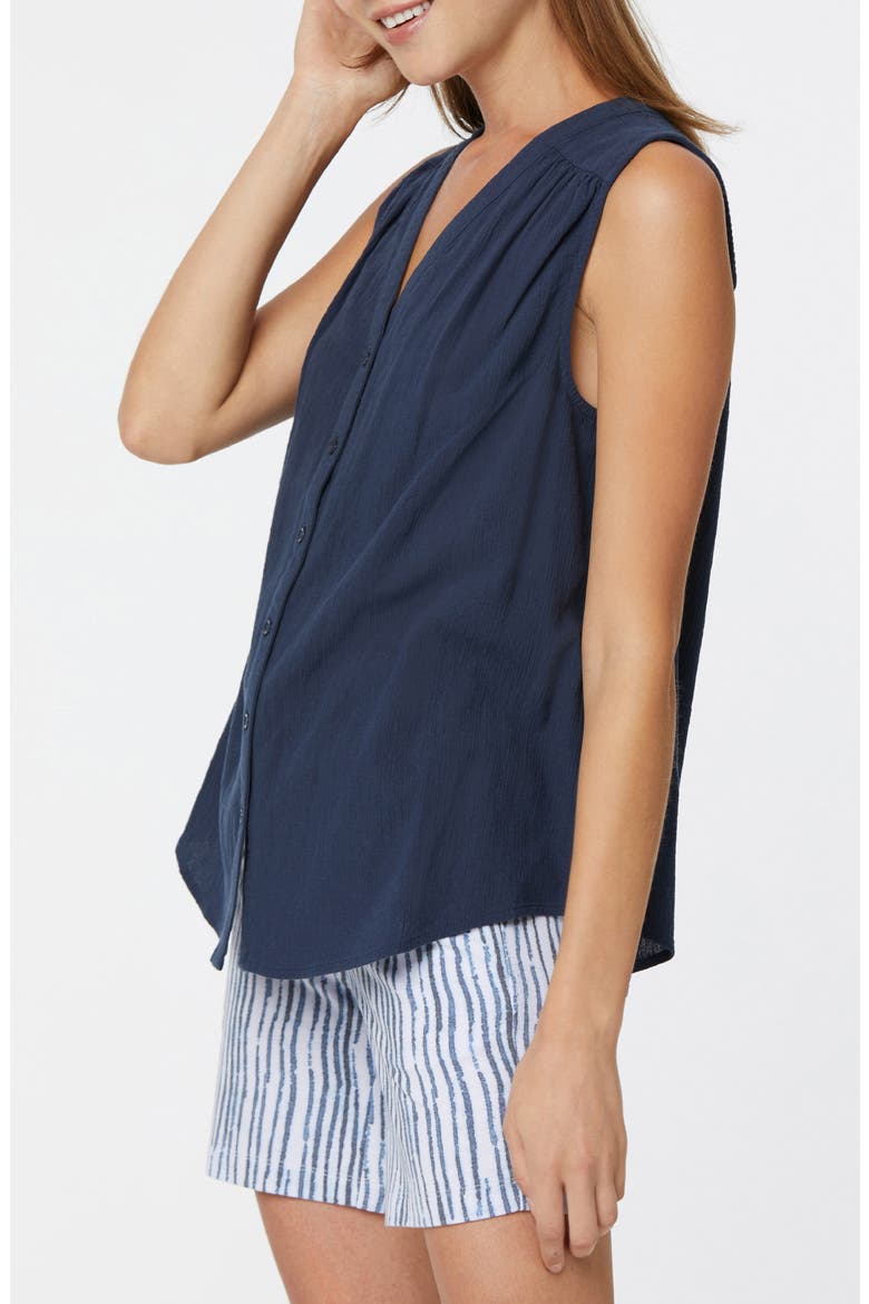 Smocked Detail Gauze Tunic, Alternate, color, OXFORD NAVY