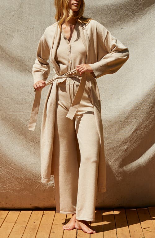 Crescent Sweater Knit Duster Cardigan In Beige