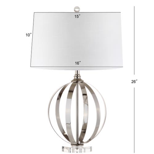Jonathan Y Logan 26" Metal Orb Led Table Lamp In Polished Nickel/clear