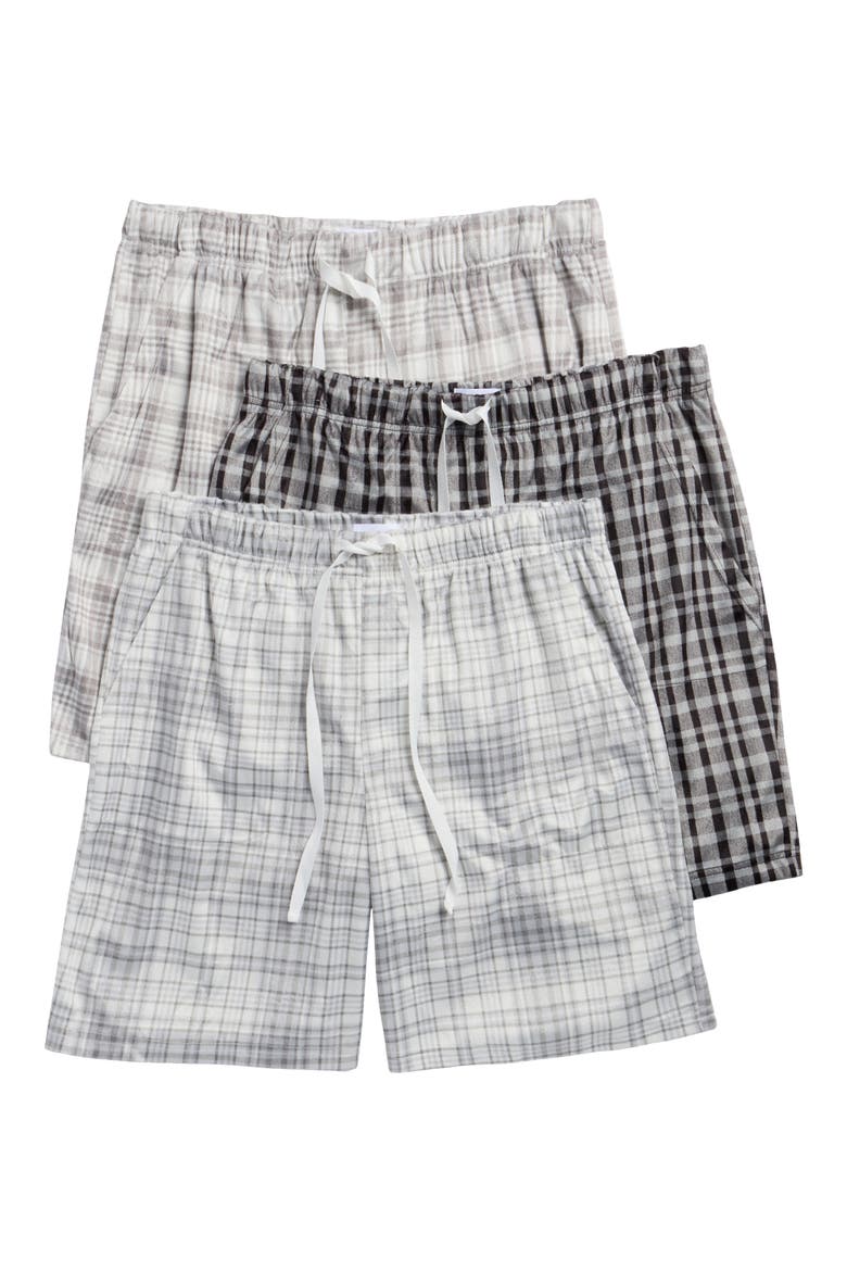 3-Pack Plaid Lounge Shorts, Main, color, WHITE/SCONCE/MICRO CHIP