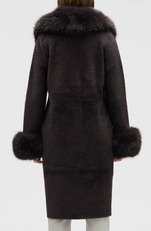 Nvlt Faux Fur Trim Longline Sweater Coat In Black
