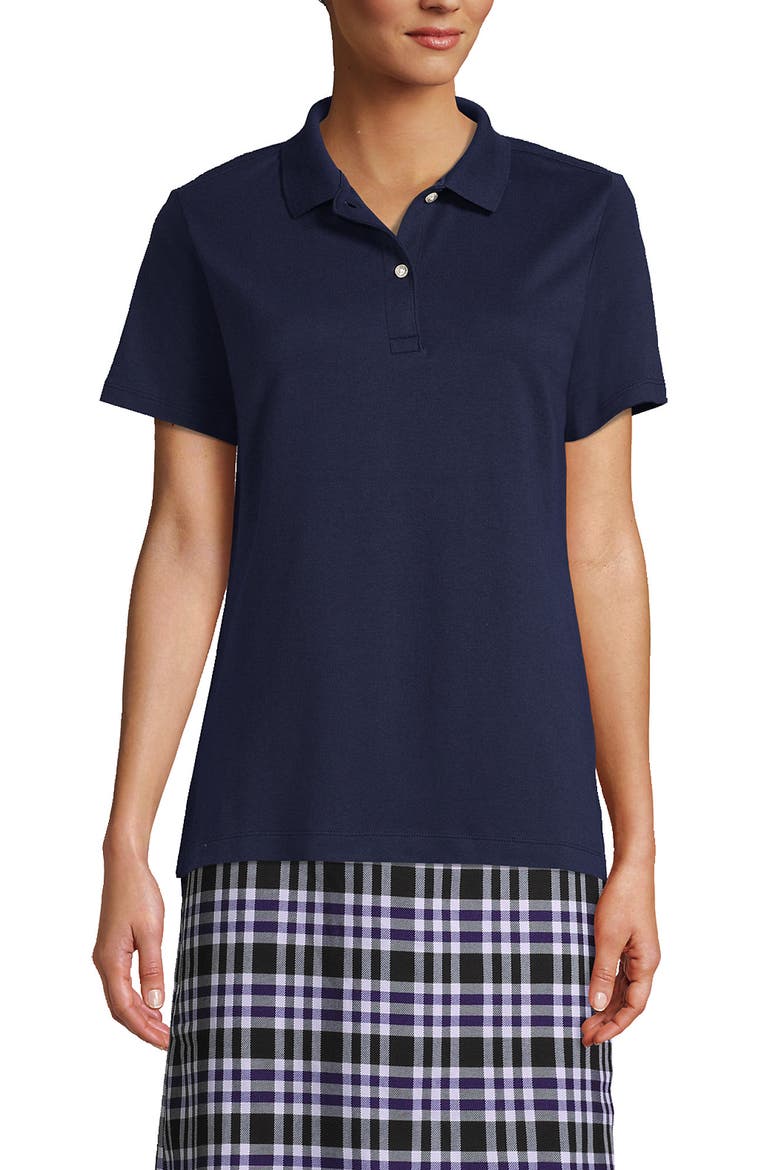School Uniform  Short Sleeve Feminine Fit Interlock Polo Shirt, Main, color, Classic Navy