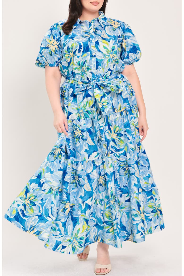 Printed Maxi Dress, Alternate, color, BLUE FLORAL