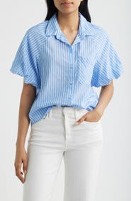 beachlunchlounge Biance Bubble Sleeve Button-Up Top