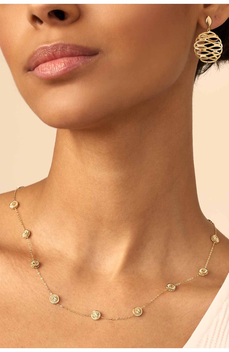 Oradina 14K Yellow Gold Roma Station Necklace, Alternate, color,