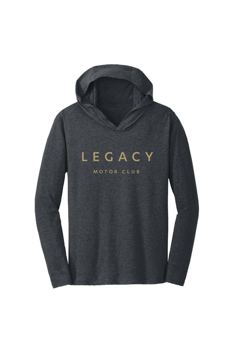 Women's Checkered Flag Heather Black LEGACY Motor Club Team Long Sleeve Hoodie T-Shirt, Alternate, color, Heather Black
