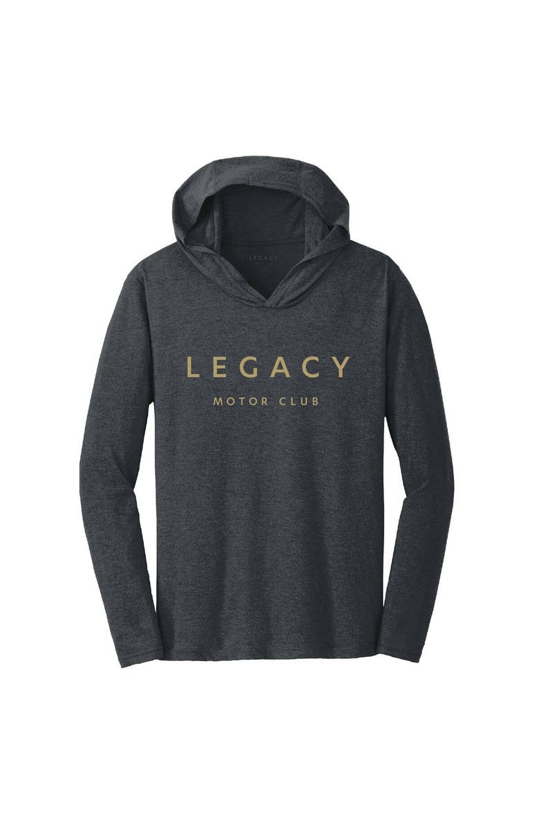 CHECKERED FLAG Women's Checkered Flag Heather Black LEGACY Motor Club Team Long Sleeve Hoodie T-Shirt, Alternate, color, Heather Black